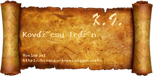 Kovácsy Irén névjegykártya